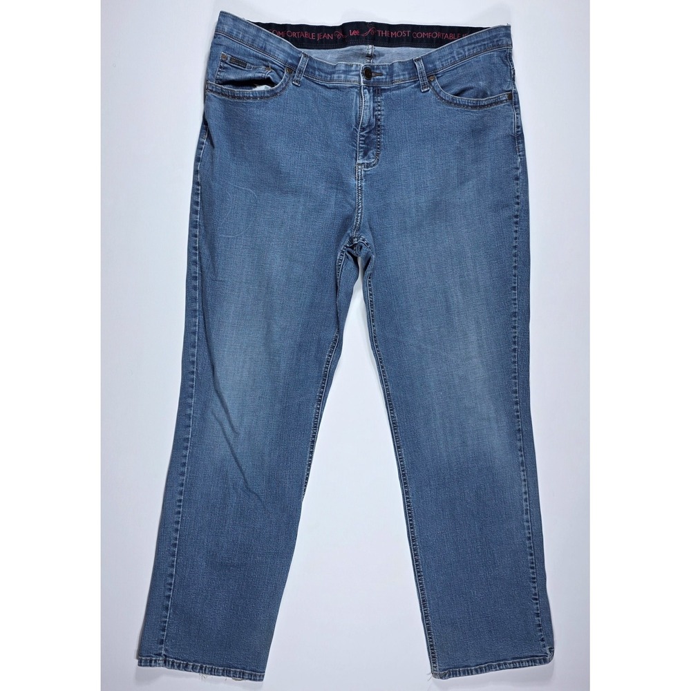 Lee Comfort Fit Straight Leg Jeans Women's 20W Medium Wash Blue Denim Stretch